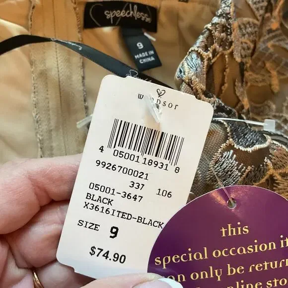 NWT Speechless LaceOverlay Formal/Cocktail/Festive Silver/nude Strapless Dress 9 - Picture 7 of 12